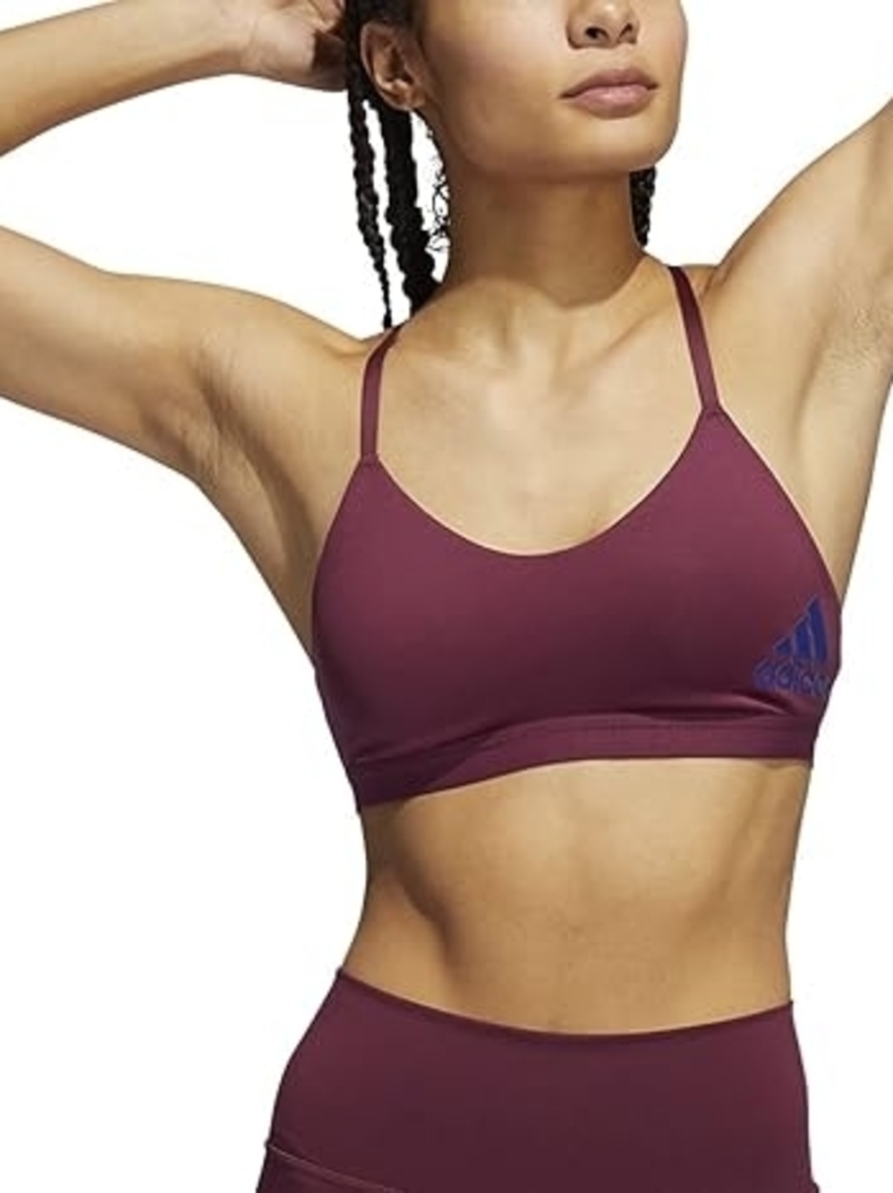 Adidas Light Support Sports Bra Womens XS Plum Strappy Back NWT Athleisure